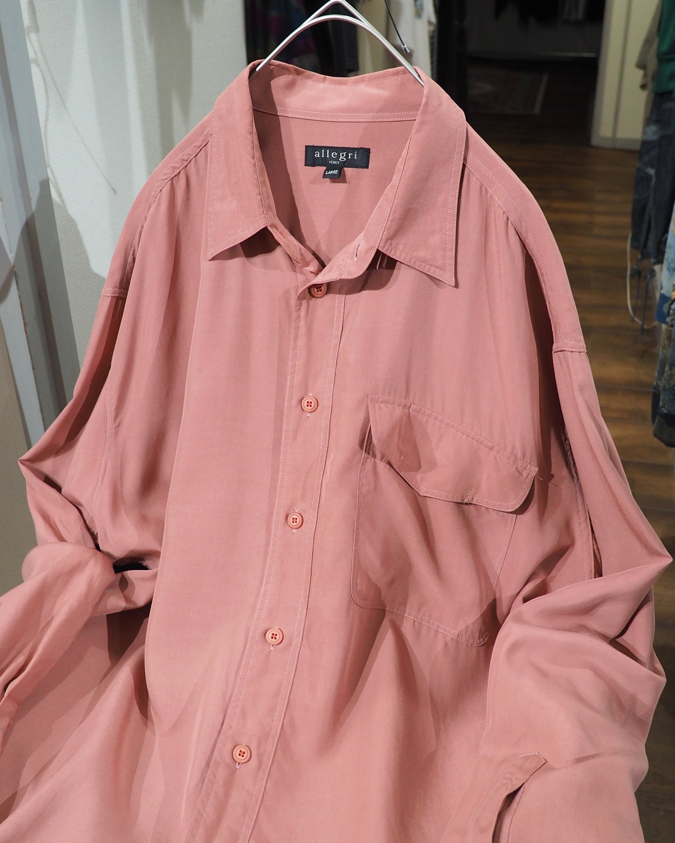 1990s " Allegri ‐ 鈍煤 " Beautiful Dusty Pink Color vintage Drape loose shirt