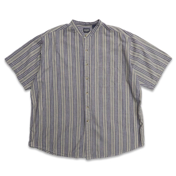 古着 リーバイス Levi's バンドカラー ストライプ 半袖シャツ 表記：XL
