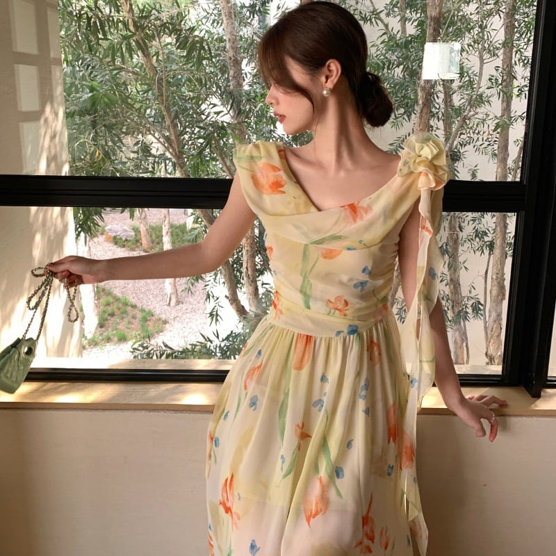 エレガント フラワー ワンピース ドレス