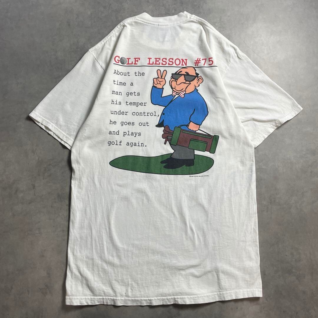 90s USA製 ゴルおじさん おもしろプリント vintage T-shirt