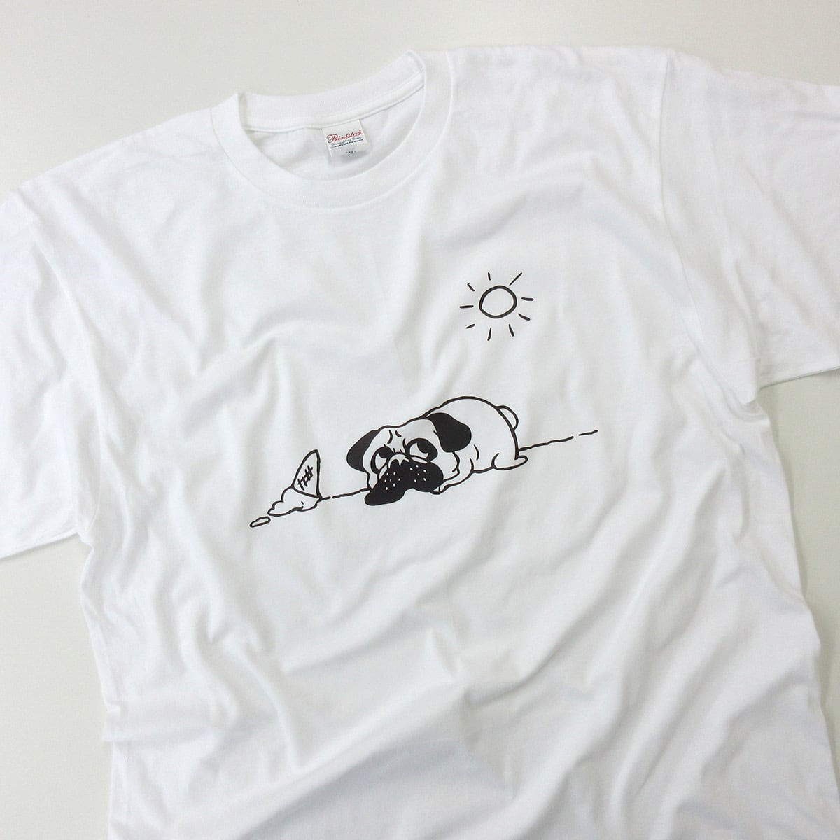 夏バテ パグ Tシャツ dog64 犬 ブヒ パグ 好き 服 ゆるい イラスト