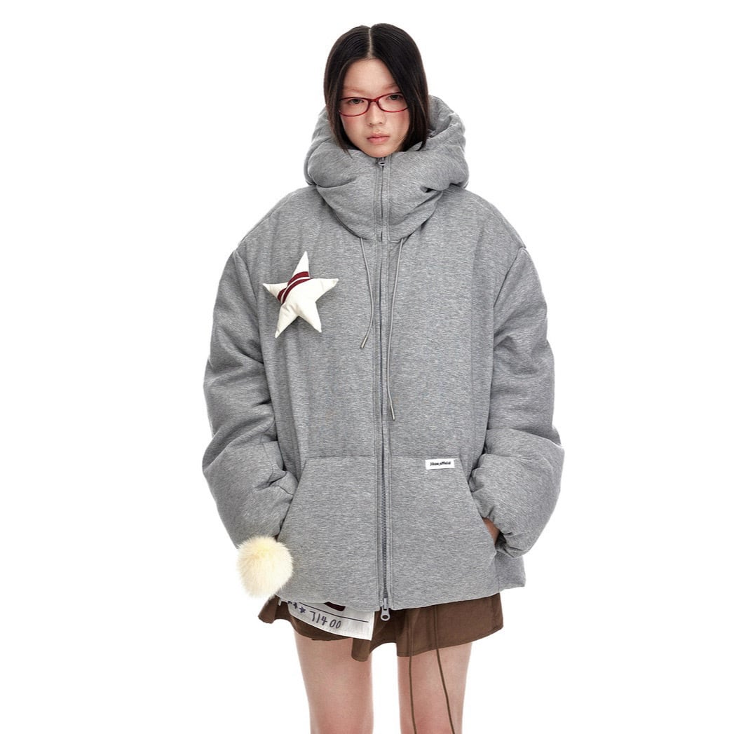 jikoo ダウンジャケット　Jikoo Loose Light Gray Jikoo] Loose Light Gray Down Jacket | BYORI