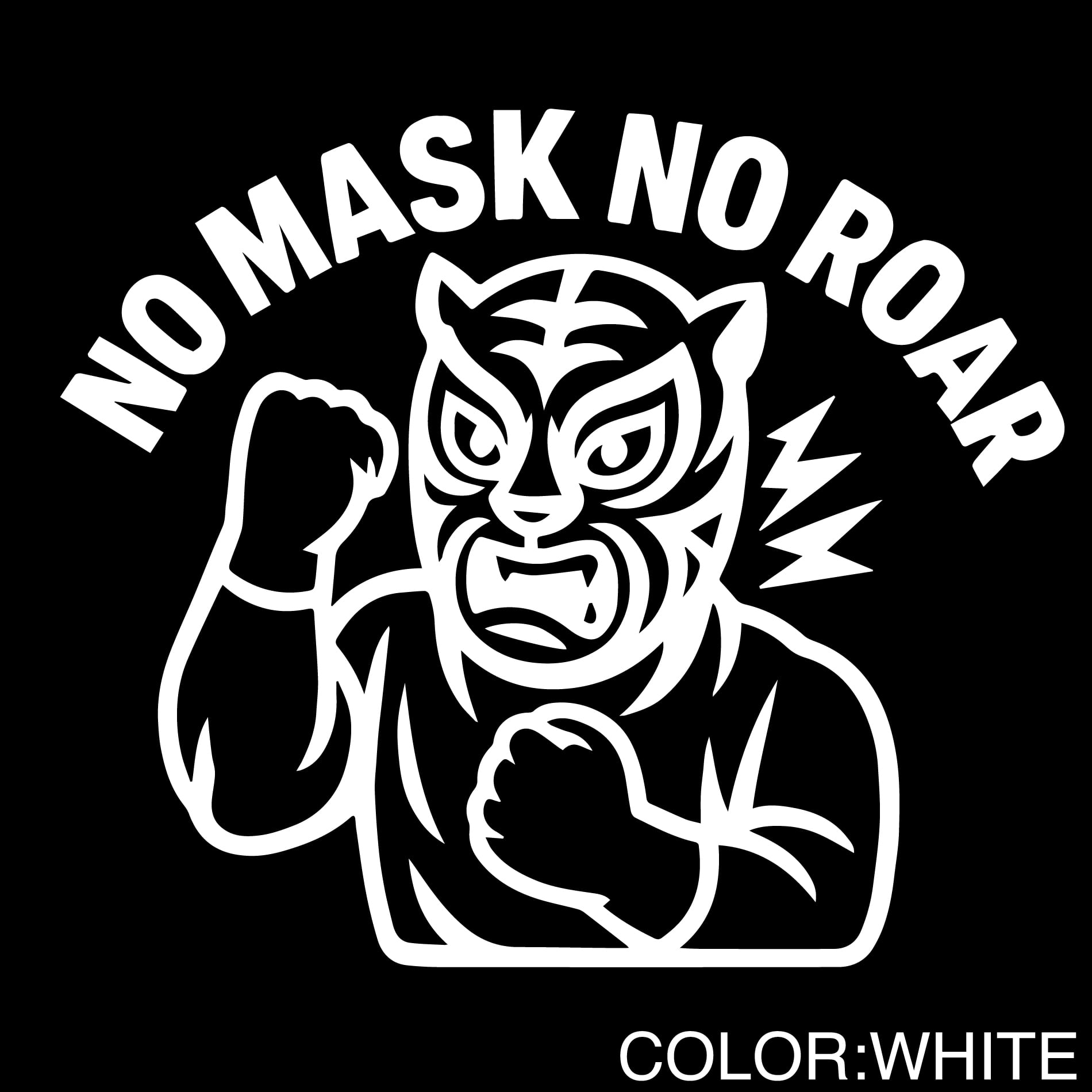 バイク ステッカー 防水 NO MASK NO ROAR マスクマン 転写デカール（白