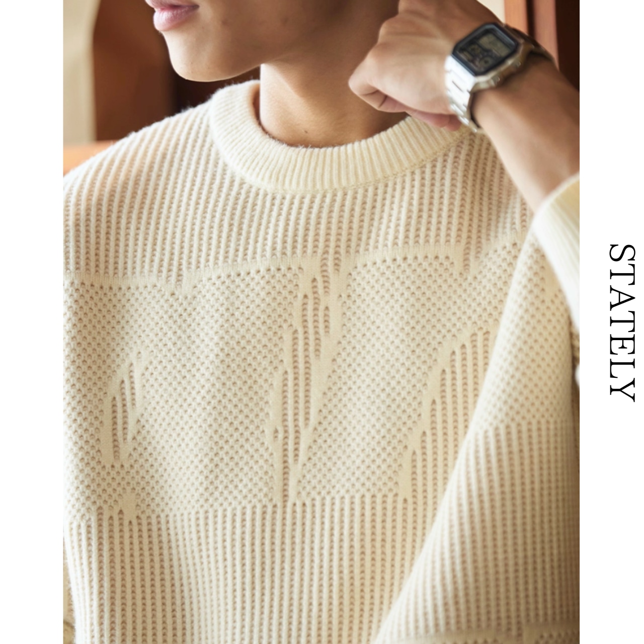 Embossed Knit Pullover/2color_T55・画像4