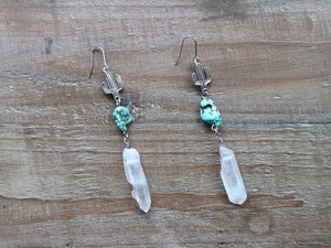 Cactus × turquoise × crystal earrings