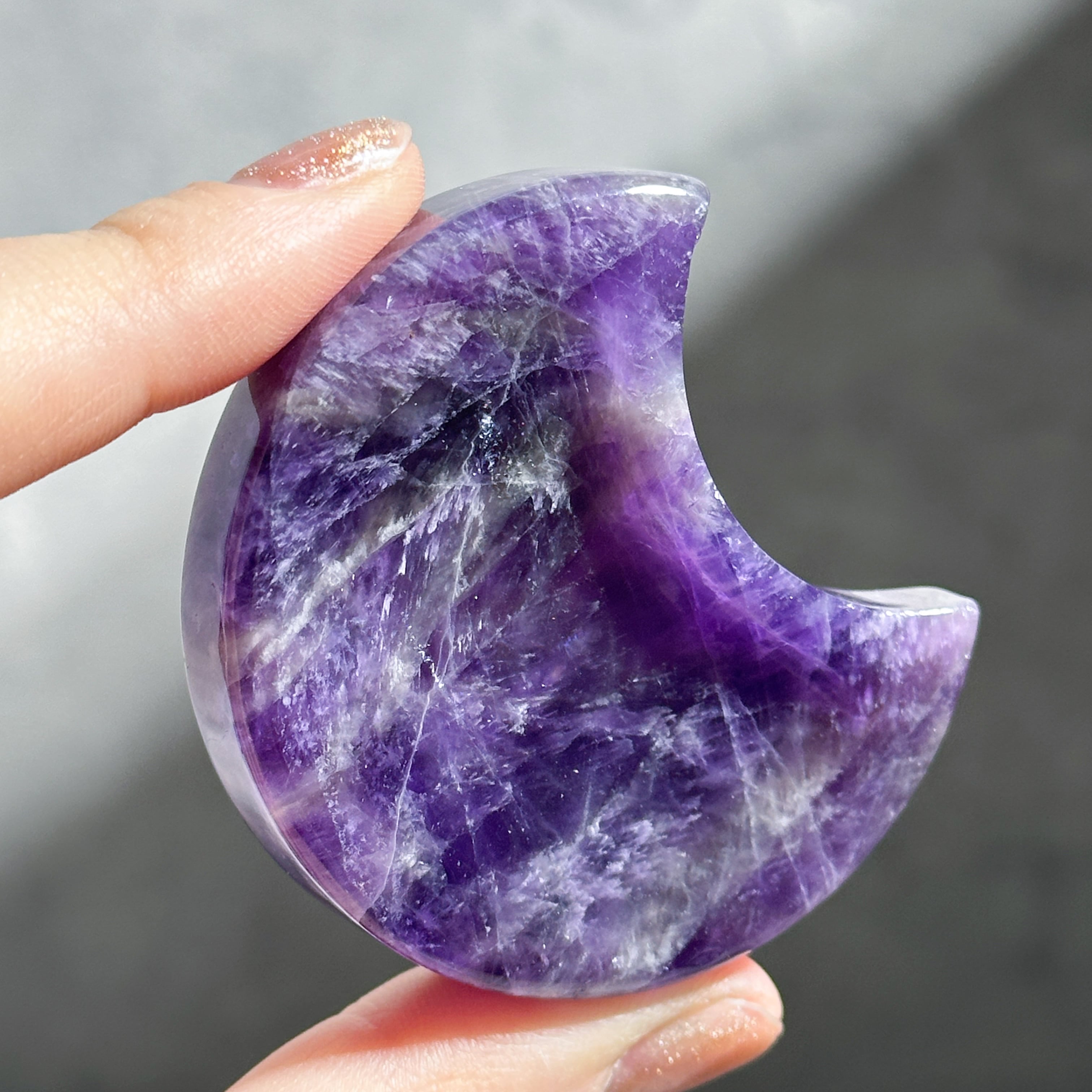 ドリームアメジスト月型のうつわ01◇ Dream Amethyst ◇天然石・鉱物
