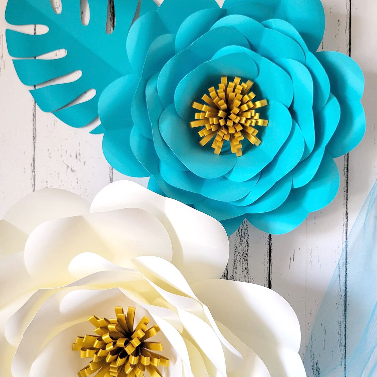 ジャイアントフラワー「ティファニーブルー＆ゴールド（小