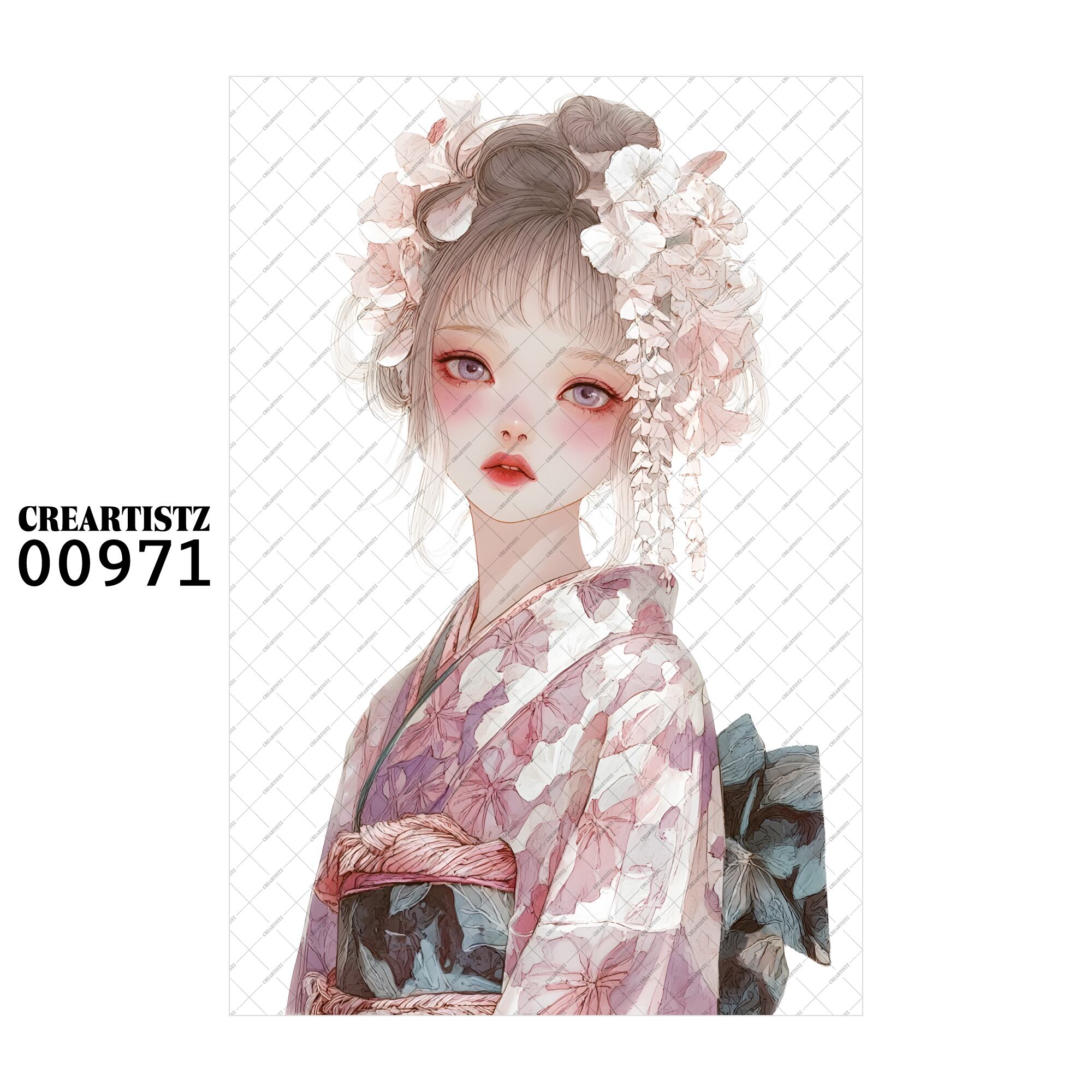 00971 ガール キュート オリジナル ペーパー/ステッカー 4枚セット CREARTISTZ