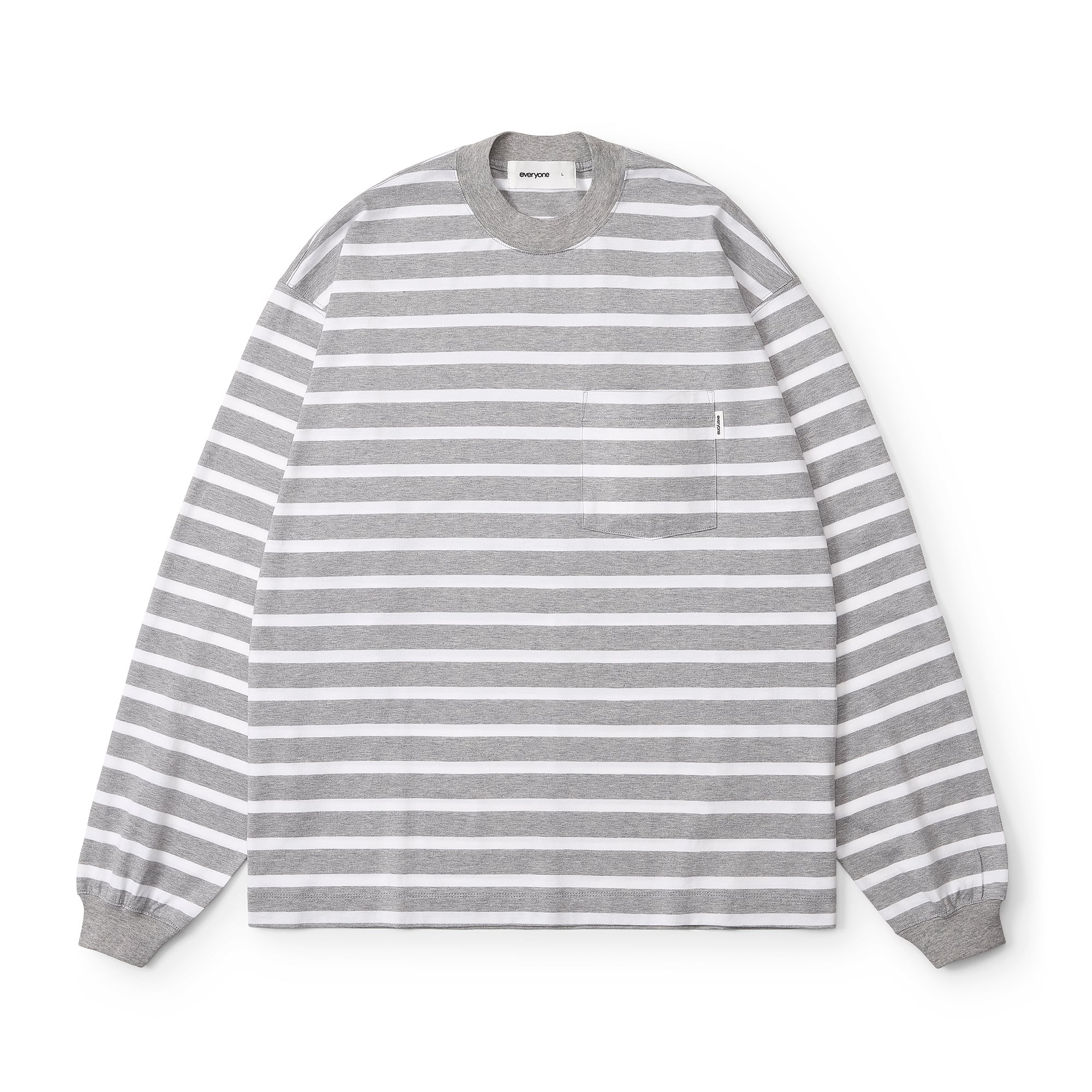 トップス everyone high-gauge cotton border L/Stee everyone high-gauge cotton border long sleeve tee shirt (GRAY×WHT