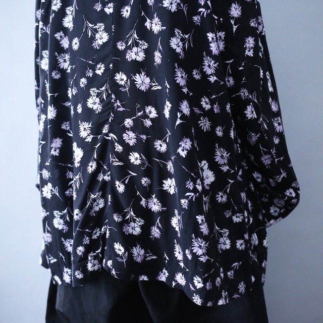 black base beautiful flower pattern loose silhouette 1b easy tailored jacket