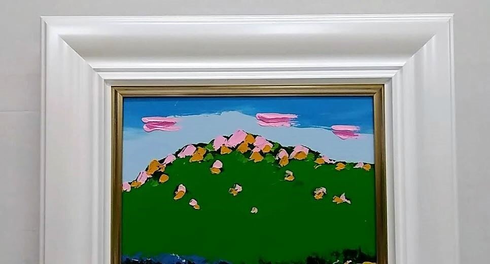 正路晶希「7」 油彩画 額縁外寸37.8x16.8x4.5㎝ 絵24.2x33.3㎝張