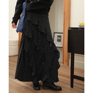 floral frill tiered long skirt　J00445