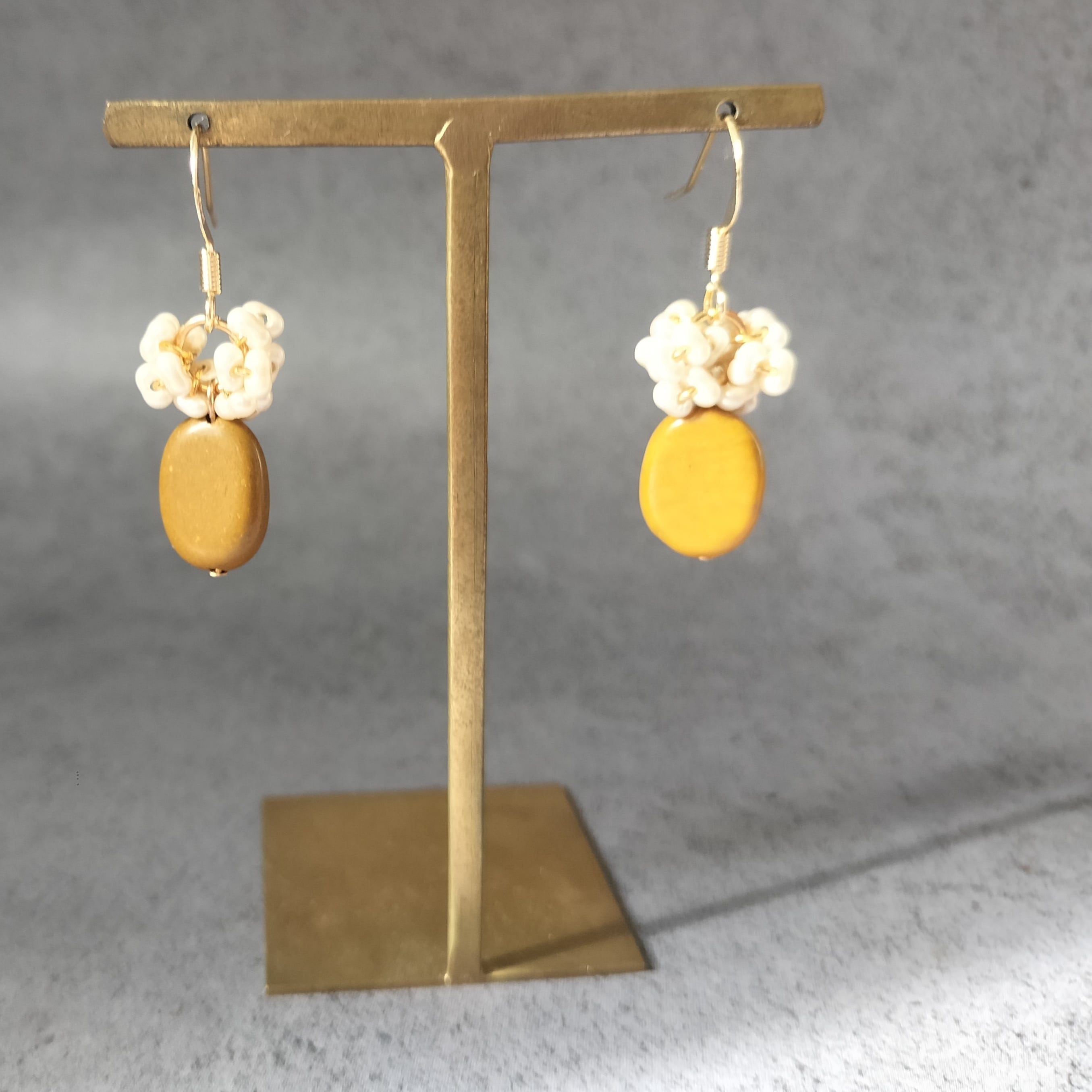 完全1点もの】からし色 マスタード色 オーシャンジャスパー 花かんむり