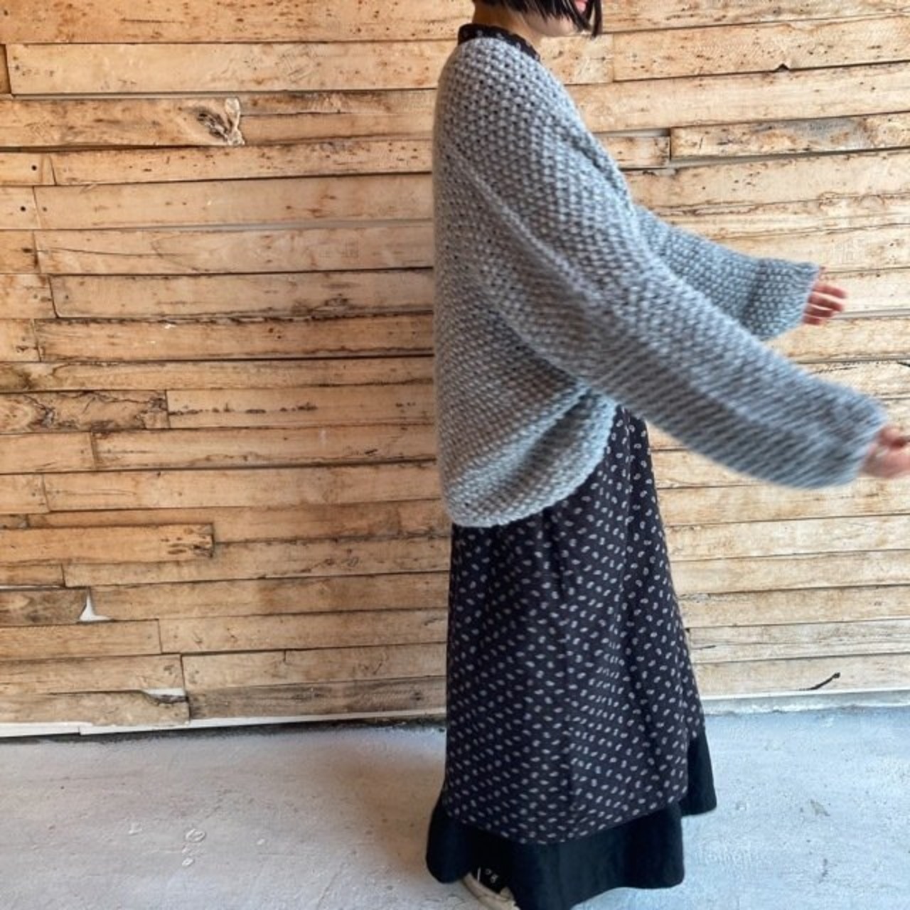 Hand Made Knit スローチルーズニットカーディガン グレー