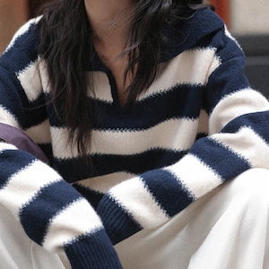 open-collar border knit　J00214