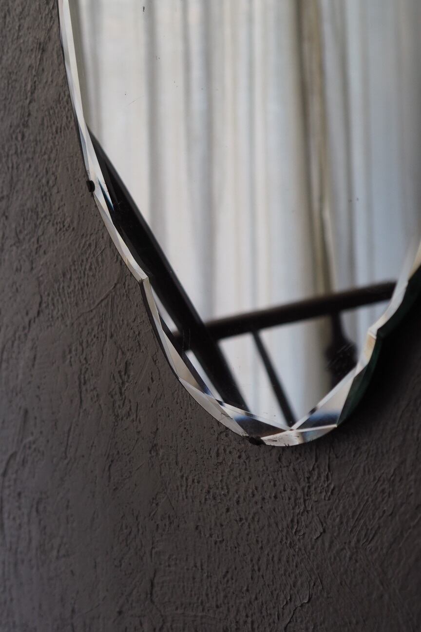 カットガラスオーバルミラー-antique oval mirror | アンティーク