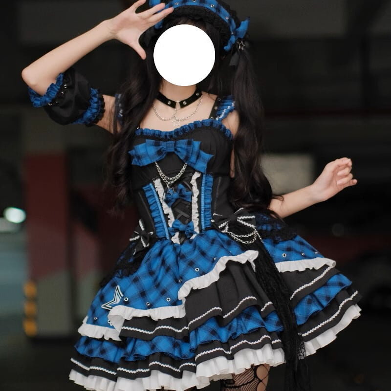 地雷系 アイドルセットアップ チェック柄×レッド コンカフェ向け