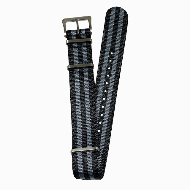 DELUXE NYLON NATO TYPE WATCH STRAP /  Black & Gray double strips Combi color