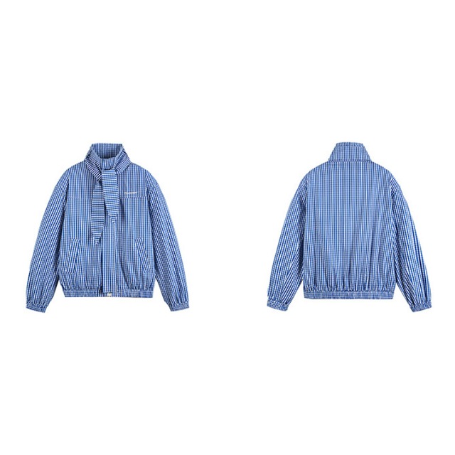 gingham check scarf jacket　ギンガムチェックスカーフジャケット　J1287