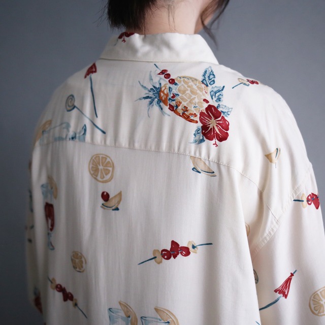 fruit and cocktail pattern loose h/s shirt