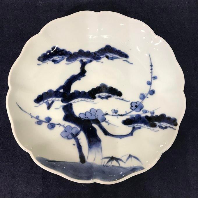 古伊万里 染付 松竹梅文様 輪花形 六寸皿 10枚 | Nakayacacan (那加屋花冠)
