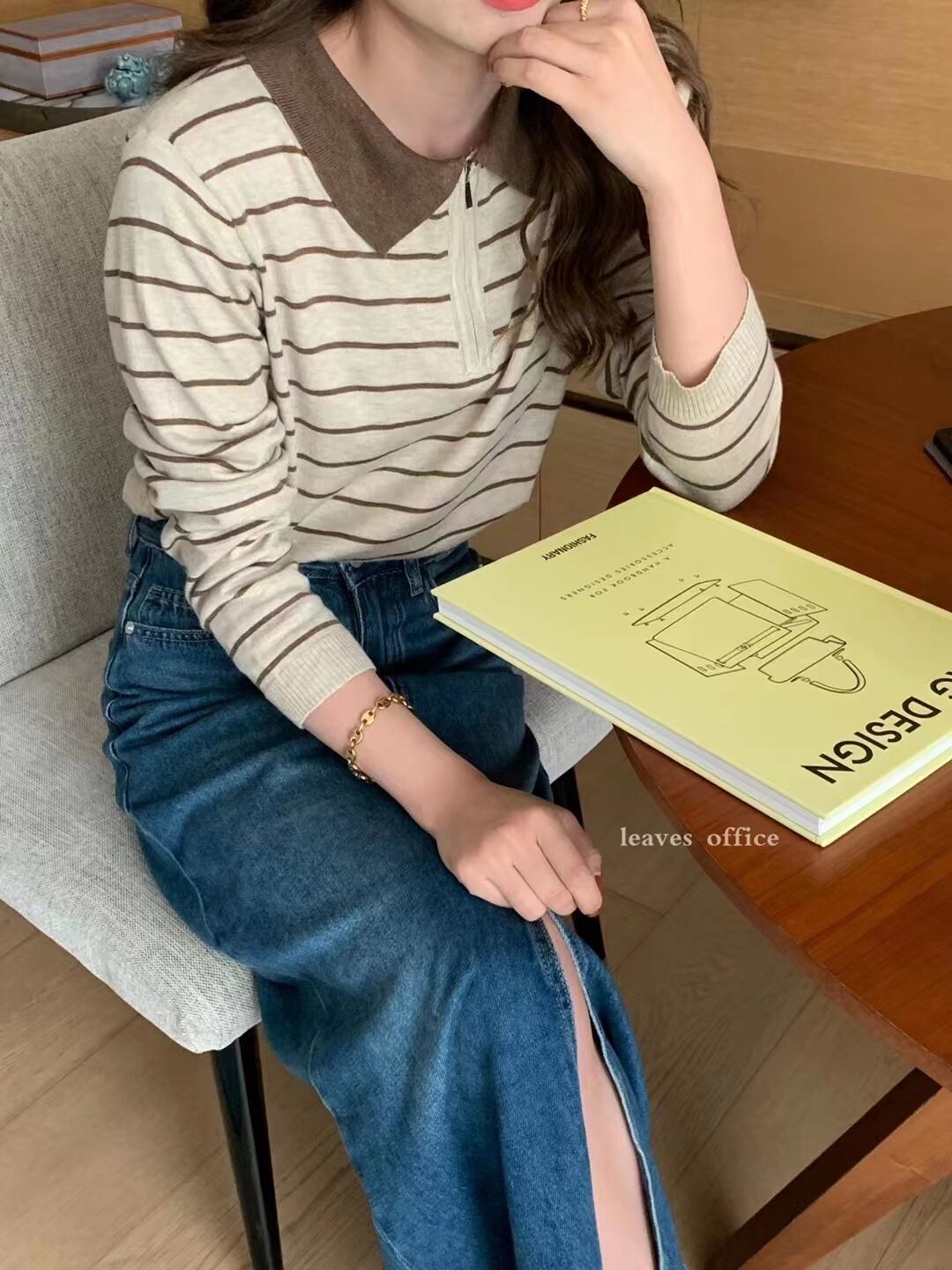 襟付きボーダートップス AJ2085-I001