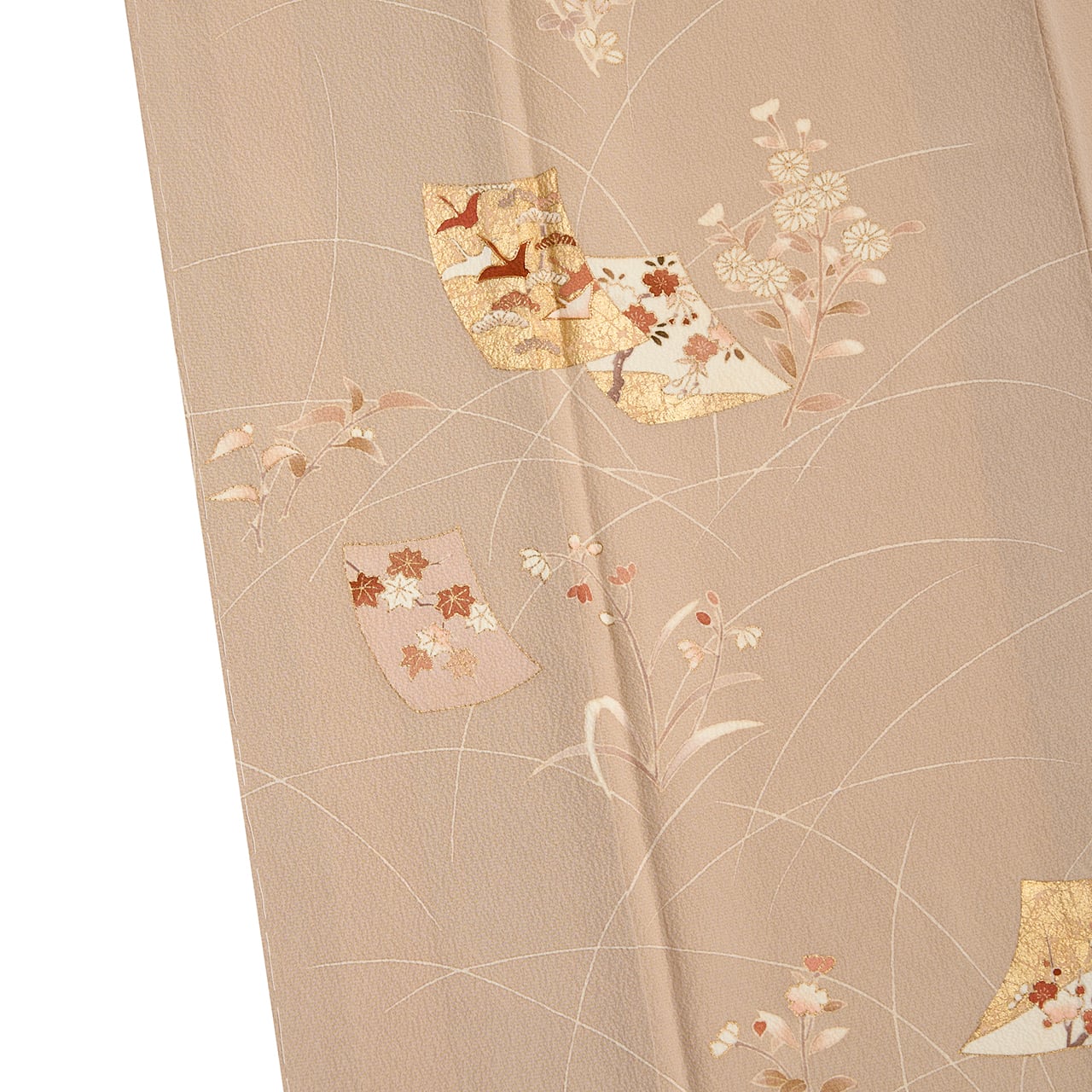 草花に色紙散しの模様 手描友禅附下 袷着物【未着用品】 | かわの屋