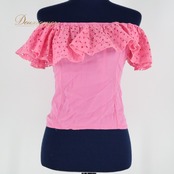 フラダンス 衣装 トップス AREMITI ピンク系 アレミティ ワンカラー フリル レース オフショル ノースリーブ 可愛い 鮮やか 華やか オフショルダー フラ ダンス ハワイアン アロハ レッスン 練習 フラ ダンス 衣装 トップス フリルデザイン