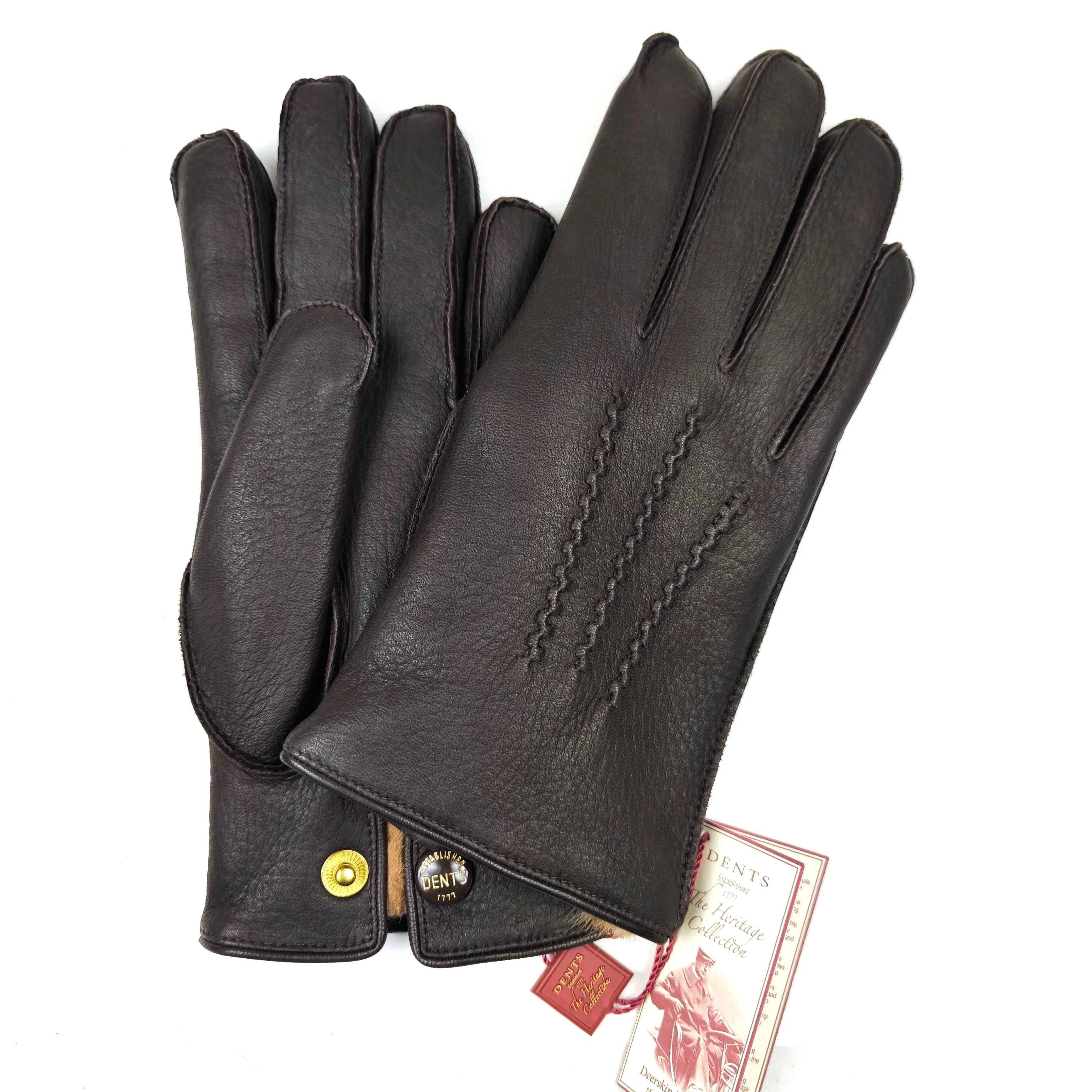 ★定価6.16万円・新品未使用★ デンツ DENTS ディアスキン×ラビットファーライニンググローブ 手袋 ダークブラウン サイズ7.5(Mサイズ