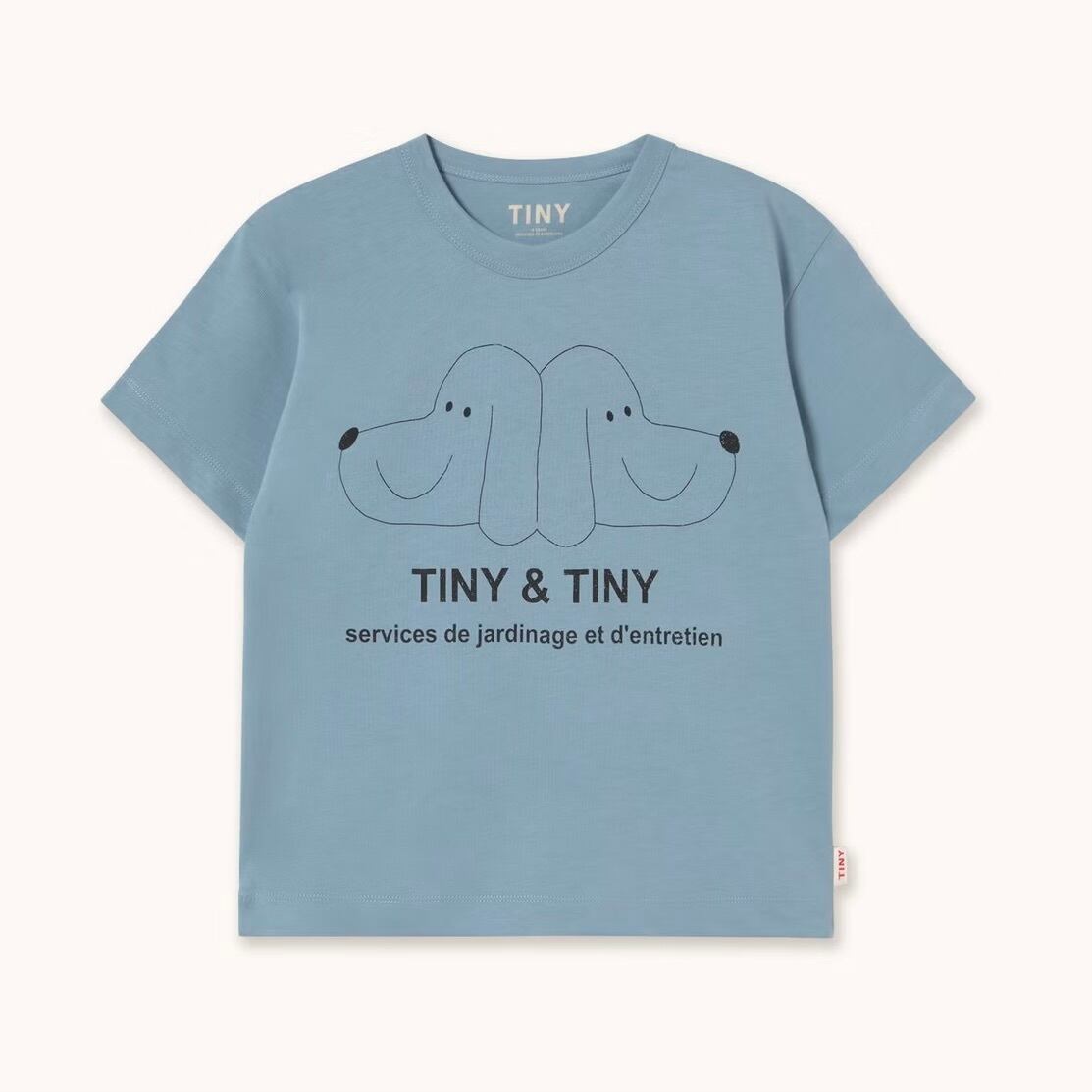 TINYCOTTONS / TINY & TINY BLACK GRAPHIC TEE - blue grey