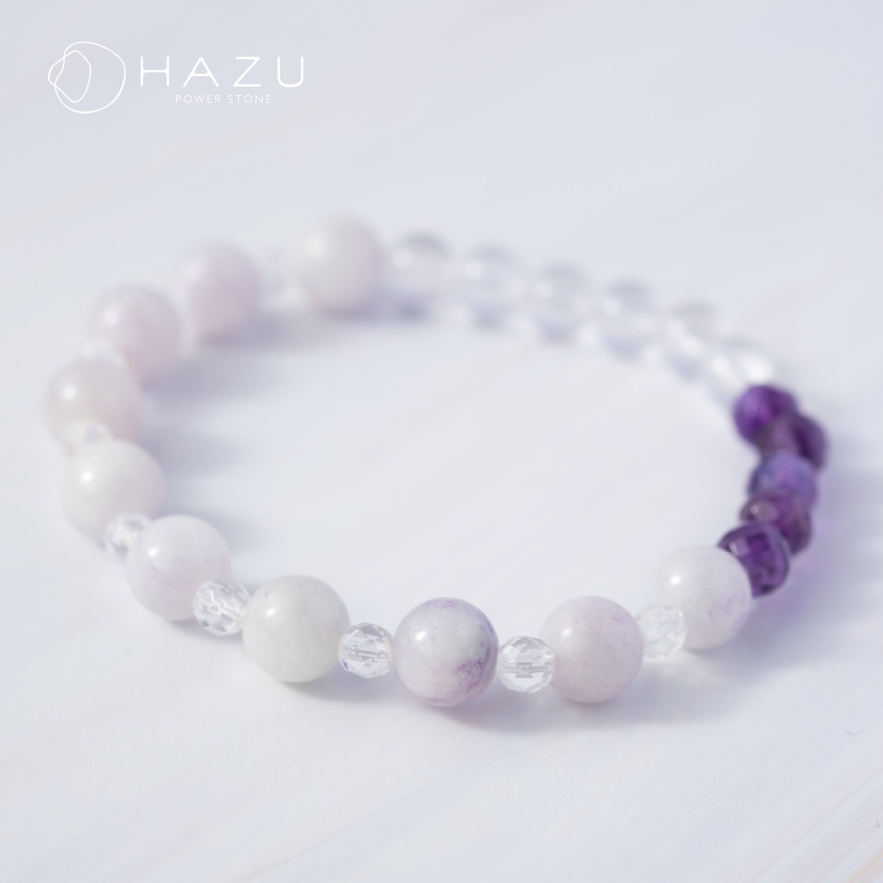 希少ラベンダーカラーの御守翡翠［ラベンダー翡翠／アメジスト／水晶］