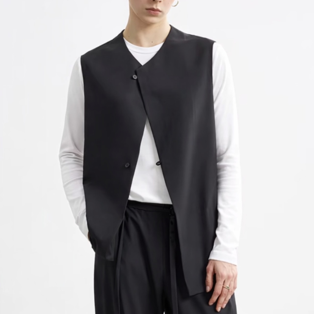 ノーカラー オーバーサイズ シンプル ベスト 00165・画像2