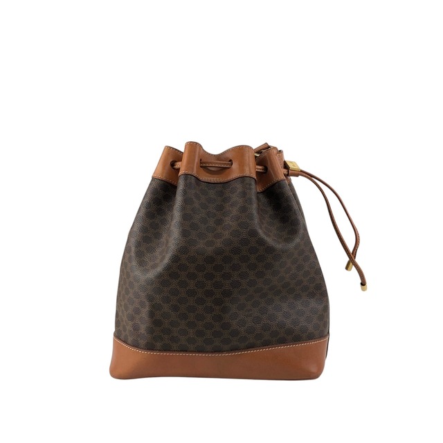 CELINE セリーヌ マカダム ショルダーバッグ ブラウン 巾着 ポーチ vintage ヴィンテージ オールド v7knp2