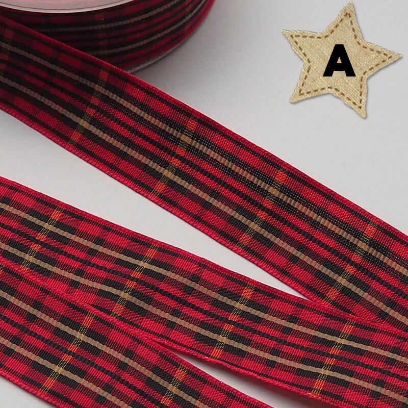 チェックリボン切り売り レッド ATELIER de BOUQUET】赤チェック柄