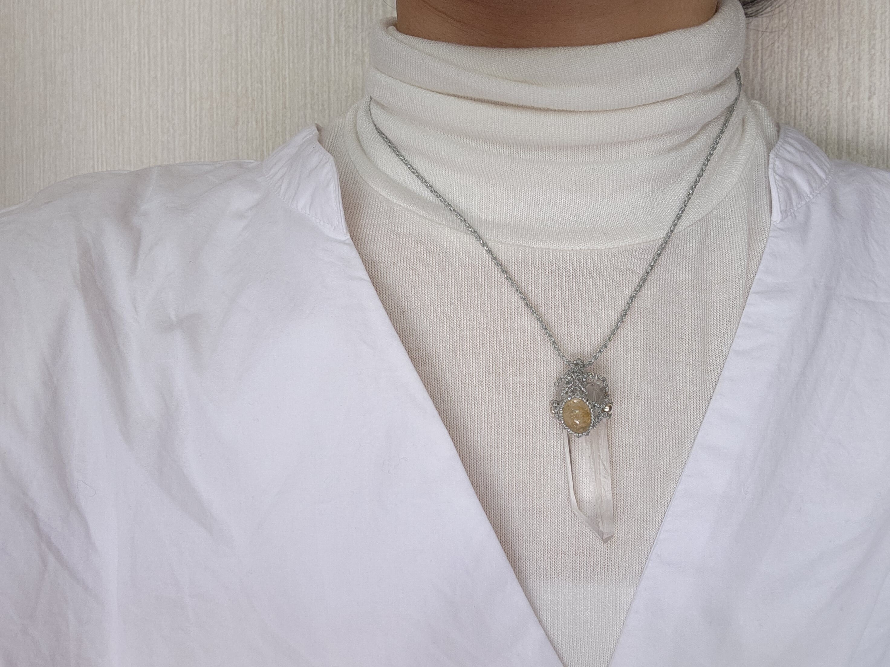 WAND】ポイント水晶×ルチルクォーツマクラメネックレス | 月と太陽の