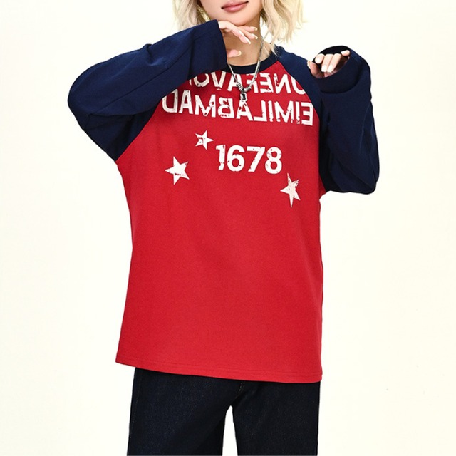 raglan fade print long tee　ラグランフェードプリントロンティー　J1217