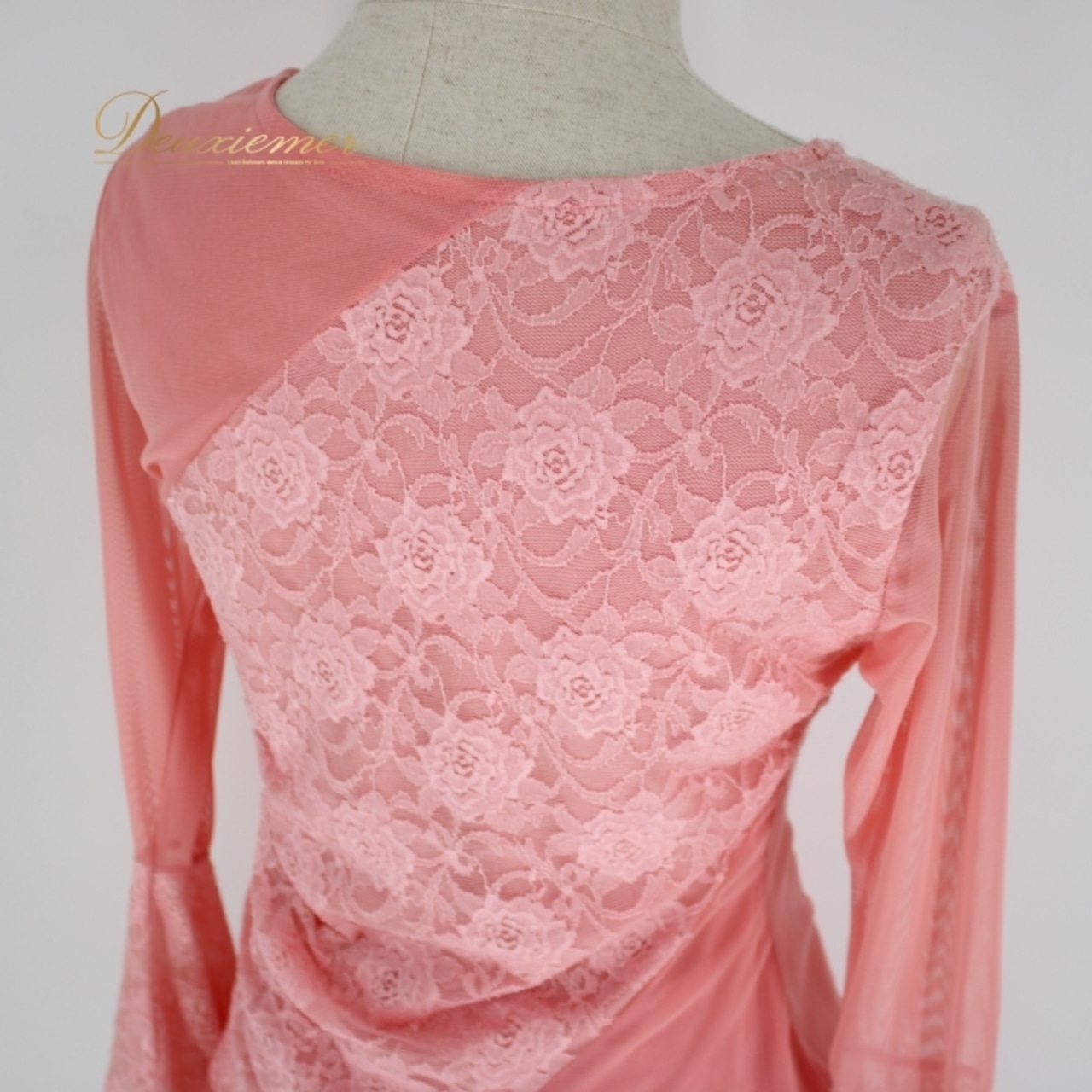 社交ダンス 衣装 スタンダード 上下セット ツーピース レッスンウェア パーティ衣装 女性用 オールシーズン Leirena レイリーナ ピンク系 春色 ピンク 花柄 レース レディース ダンススタイル フェミニン おしゃれ 薄手 着やすい セットアップ ダンスレッスン 大人用 踊る衣装 スリムライン エレガント