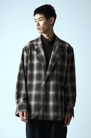 Tailoredcollar Shirt / T/W ﾎﾟﾌﾟﾘﾝ強撚ﾁｪｯｸ / U734-B04-908