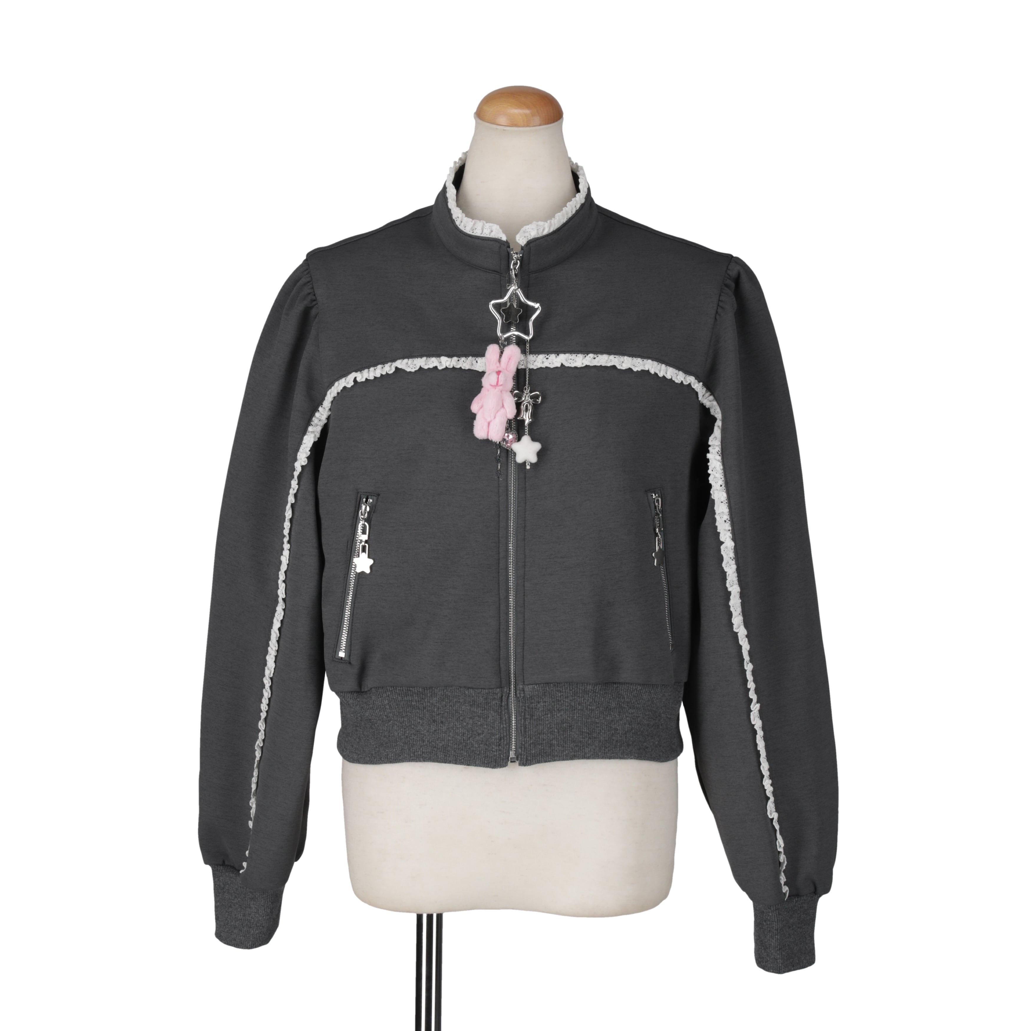 フリルトラックジャケット　GRAY