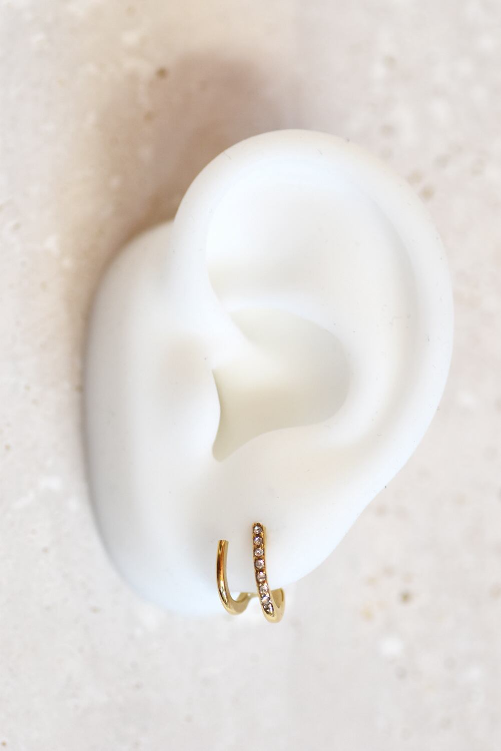 88＊メタルゴールド 変形リング 2連 揺れるピアス 2連リング ピアス ＃006 金属アレルギー サージカルステンレス