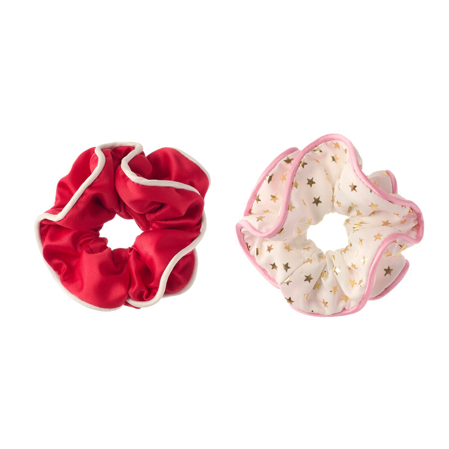 X561:Festive Double Ruffle Scrunchies-MULTI