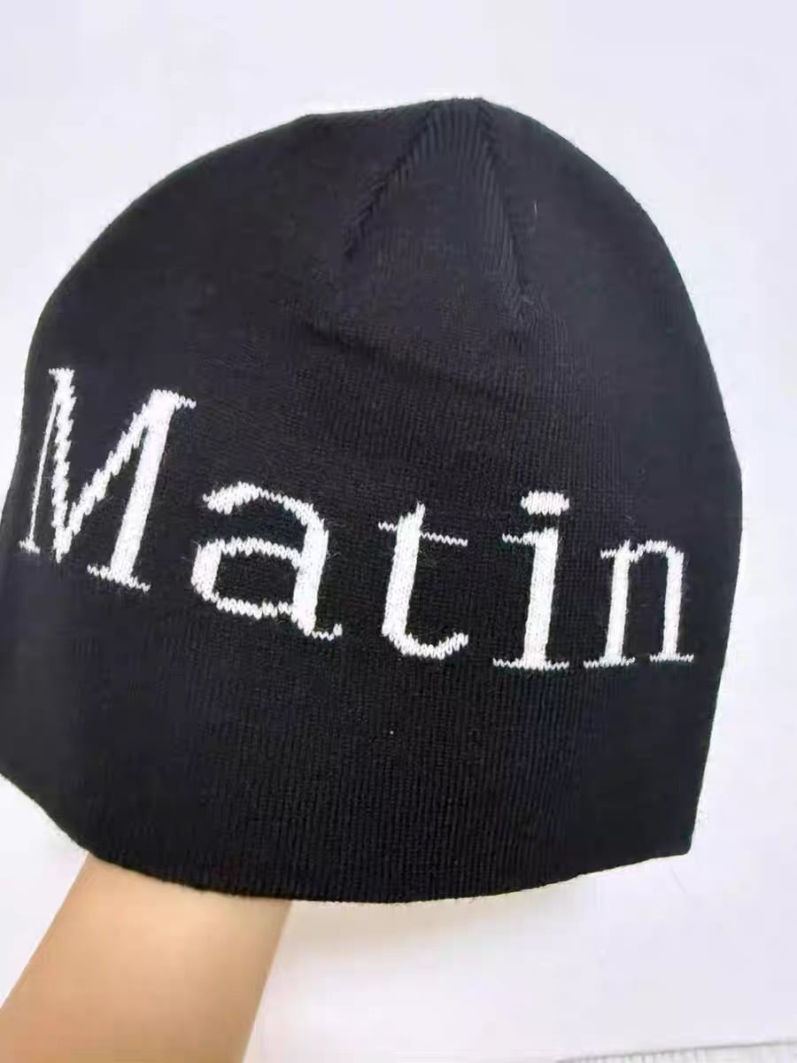 帽子 MATIN KIM LOGO JACQUARD SHORT BEANIE Matin Kim Logo Jacquard Short Beanie White - SS25 - US