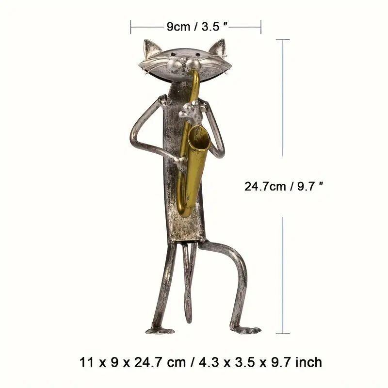 猫 キャット 小物 雑貨 置物 オブジェ アンティーク サックス 歌う