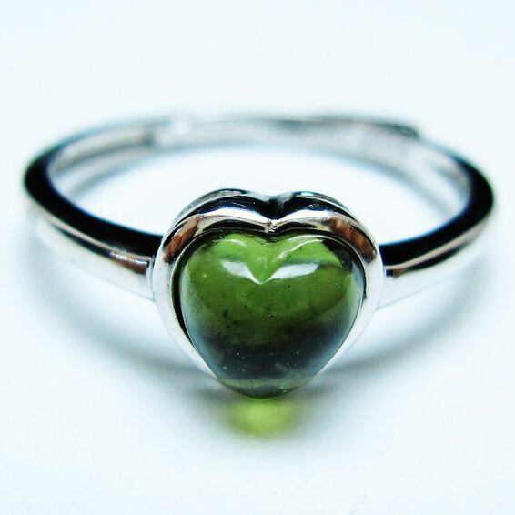 モルダバイト リング 指輪 ハート 12号 フリーサイズ 一点物 メール便可 [M便 1/20] 199-459