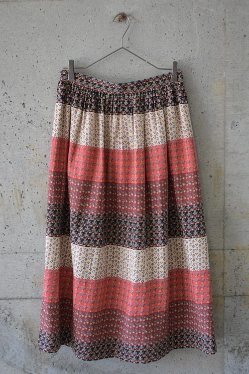 Oriental-patterned striped skirt