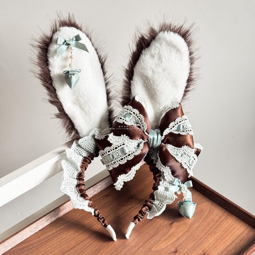 甘ロリに溶け込む配色|ショコラリボンと贅沢フリルレースのカチューシャ