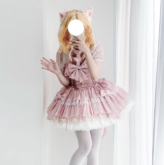 和風ロリータ(ピンク②)わんちゃん猫ちゃん用首輪｜首輪・ハーネス・迷子札 