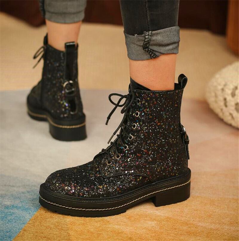 【新作】【送料無料】 厚みのあるボトムレディースラウンドトゥハイヒールブーツブラックファッショングリントアッパーハイヒールウィンターレディースパーティーブーツ 靴 シューズ 冬物 ラウンドトー 10b314770133052