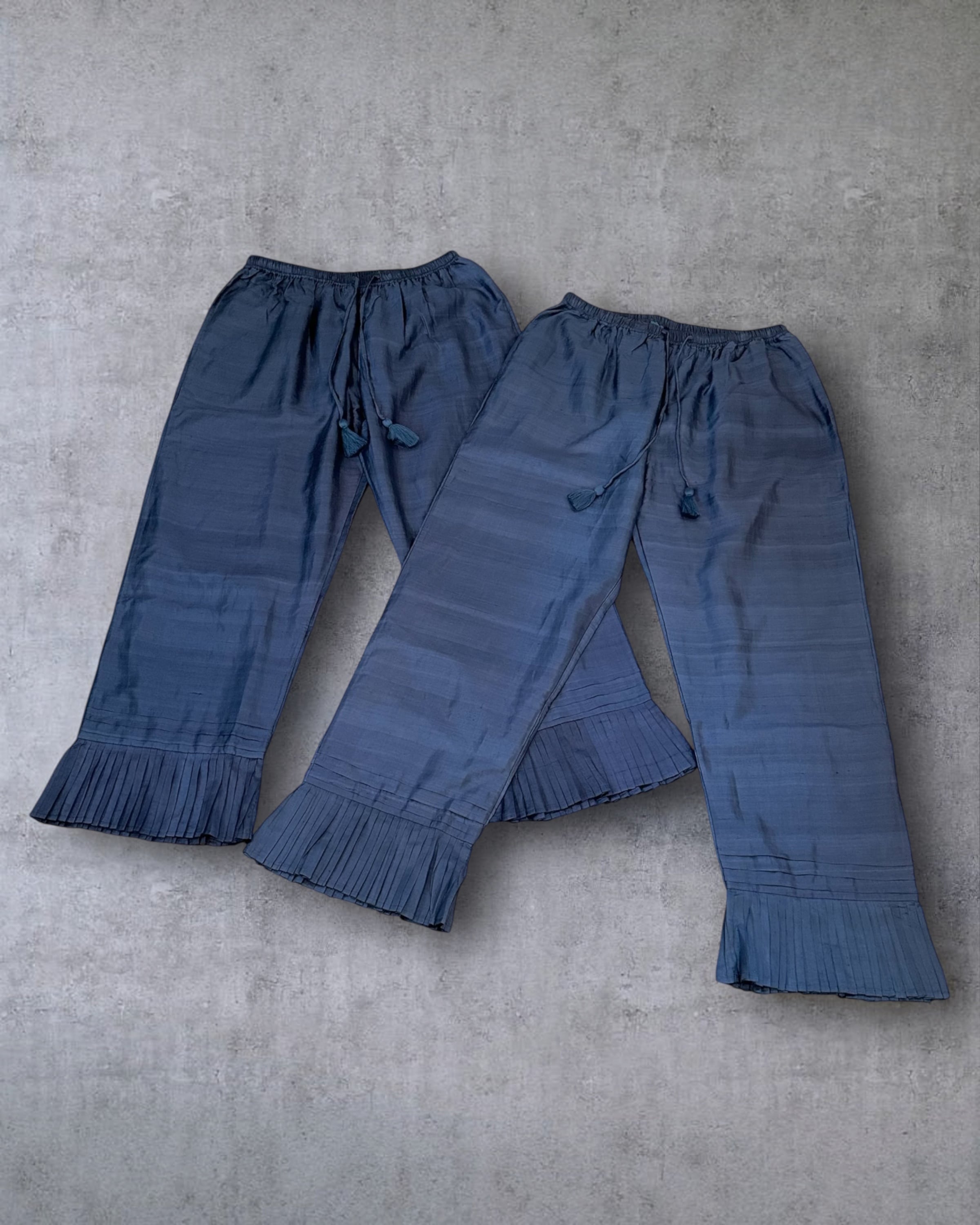 BUNON　Khadi Silk Hem Tuck Pants(Blue Mirage)