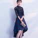 フィッシュテール ドレス シースルー 刺繍 七分袖 チャイナ風 パーティー 結婚式 お呼ばれ(F010)